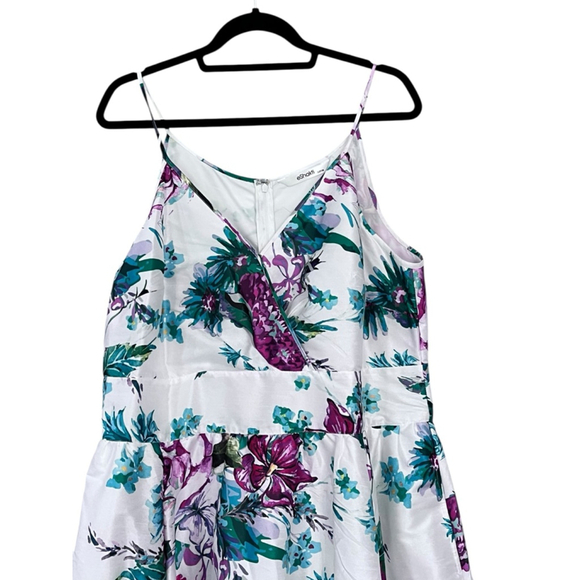 Eshakti Satin Floral Spaghetti Strap Lined Dress Size XL Party Wedding Cottage - Picture 2 of 9